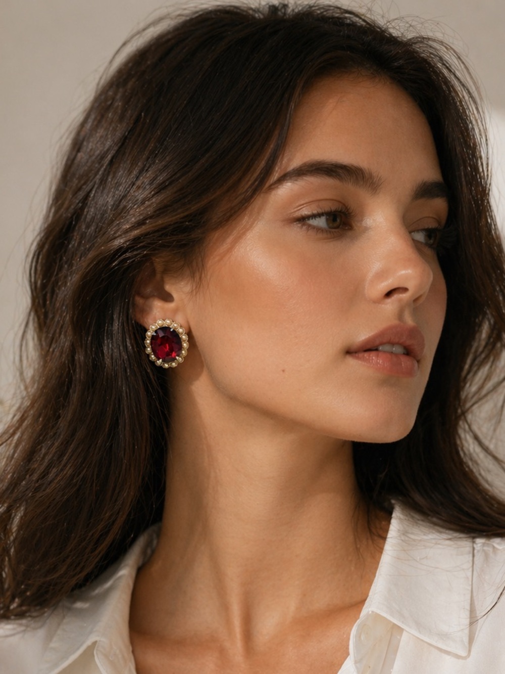 Vintage Coro stamped screw back Elegant faux red ruby and Gold coloured Earrings